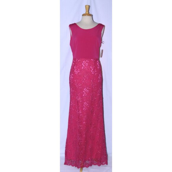 Fanny #1512 Floor Length Jersey & Lace MOB MOG Gown-Size S -FUCHSIA-NEW - Picture 5 of 10